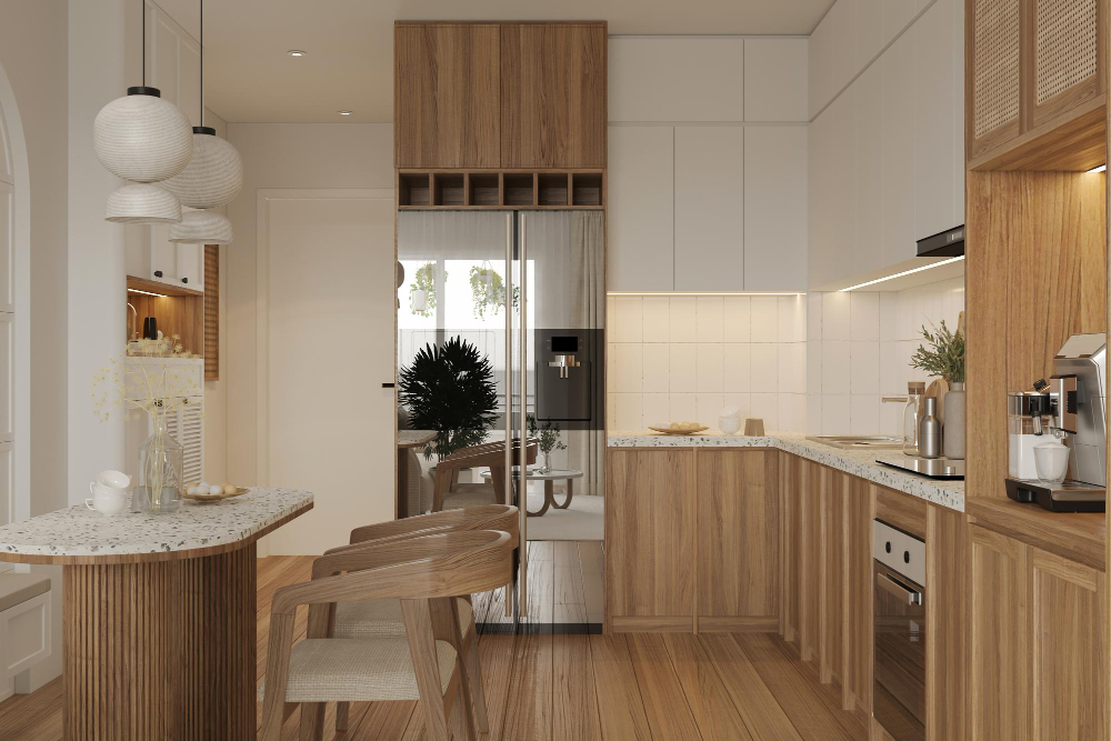 Cuisine taupe et bois