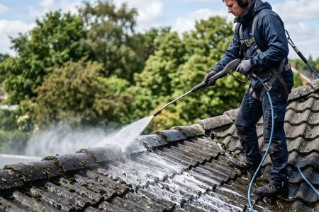 Produit pour nettoyer les tuiles de la toiture