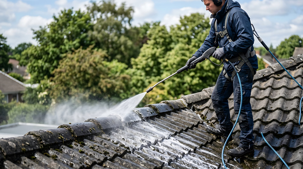 Produit pour nettoyer les tuiles de la toiture